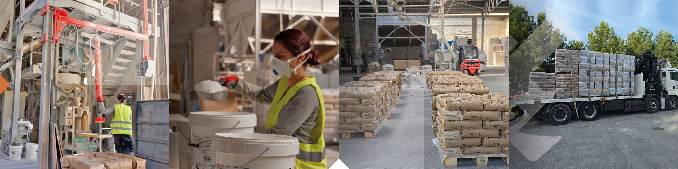Production des enduits prêts à mélanger, des badigeons, des mortiers et enduits chaux chanvre, sur le site Lisbonis de Marseille